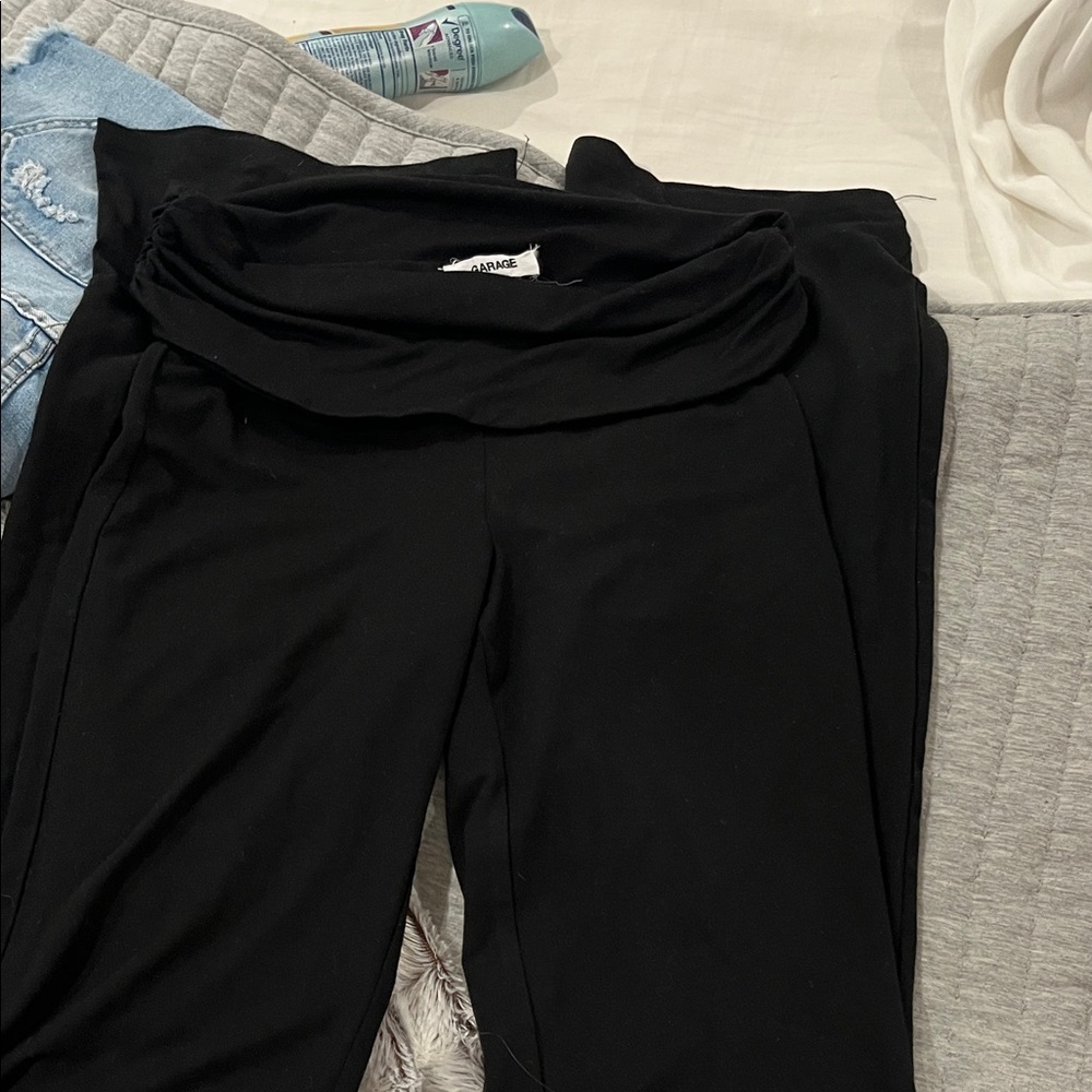 Garage Black Fold-Over Waist Pants flare